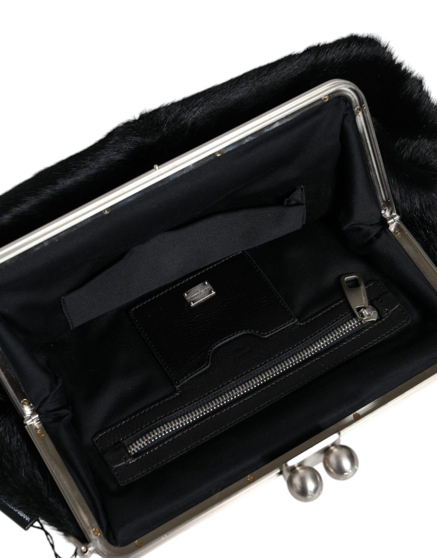 Dolce & Gabbana Black Fur Handbag Clutch Purse Pouch Bag Dolce & Gabbana