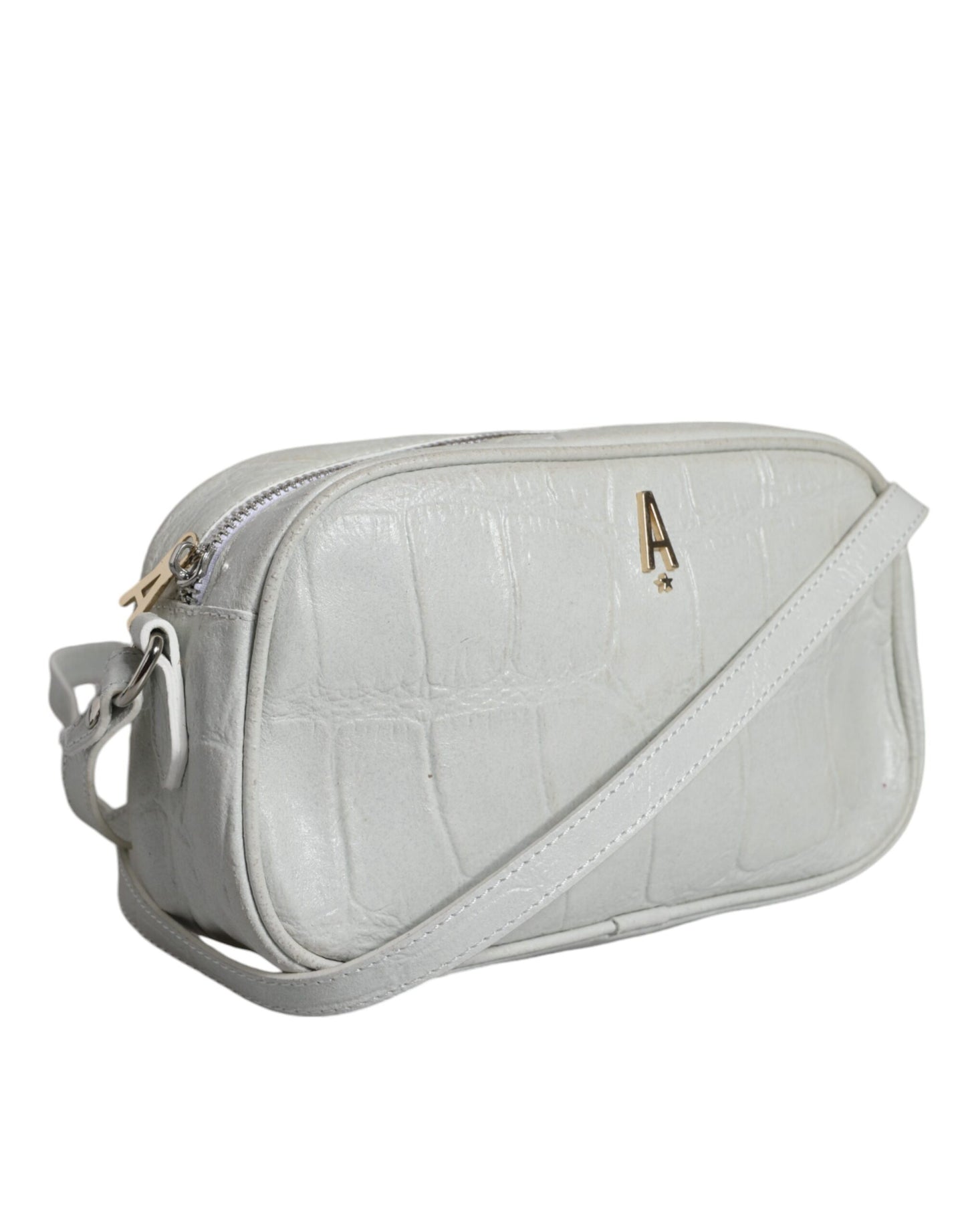 Aniye By White Croc Print Leather Crossbody Sling Bag Aniye By