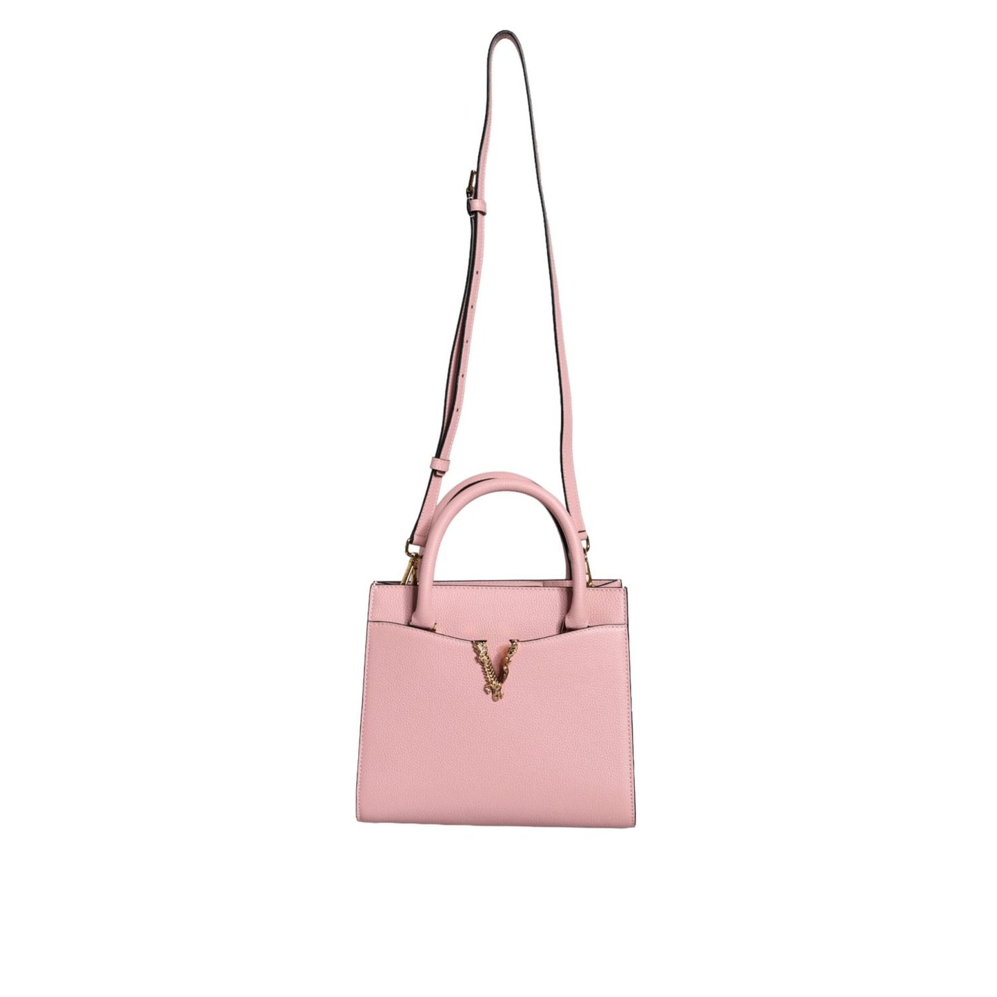 Versace Pink Small Top Handle Grainy Calf Leather Crossbody Bag Versace
