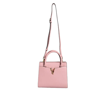 Versace Pink Small Top Handle Grainy Calf Leather Crossbody Bag Versace