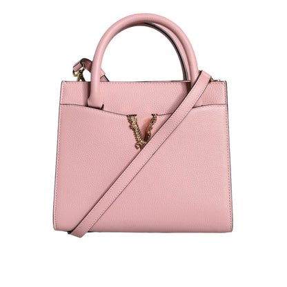 Versace Pink Small Top Handle Grainy Calf Leather Crossbody Bag Versace