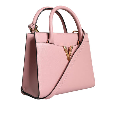 Versace Pink Small Top Handle Grainy Calf Leather Crossbody Bag Versace