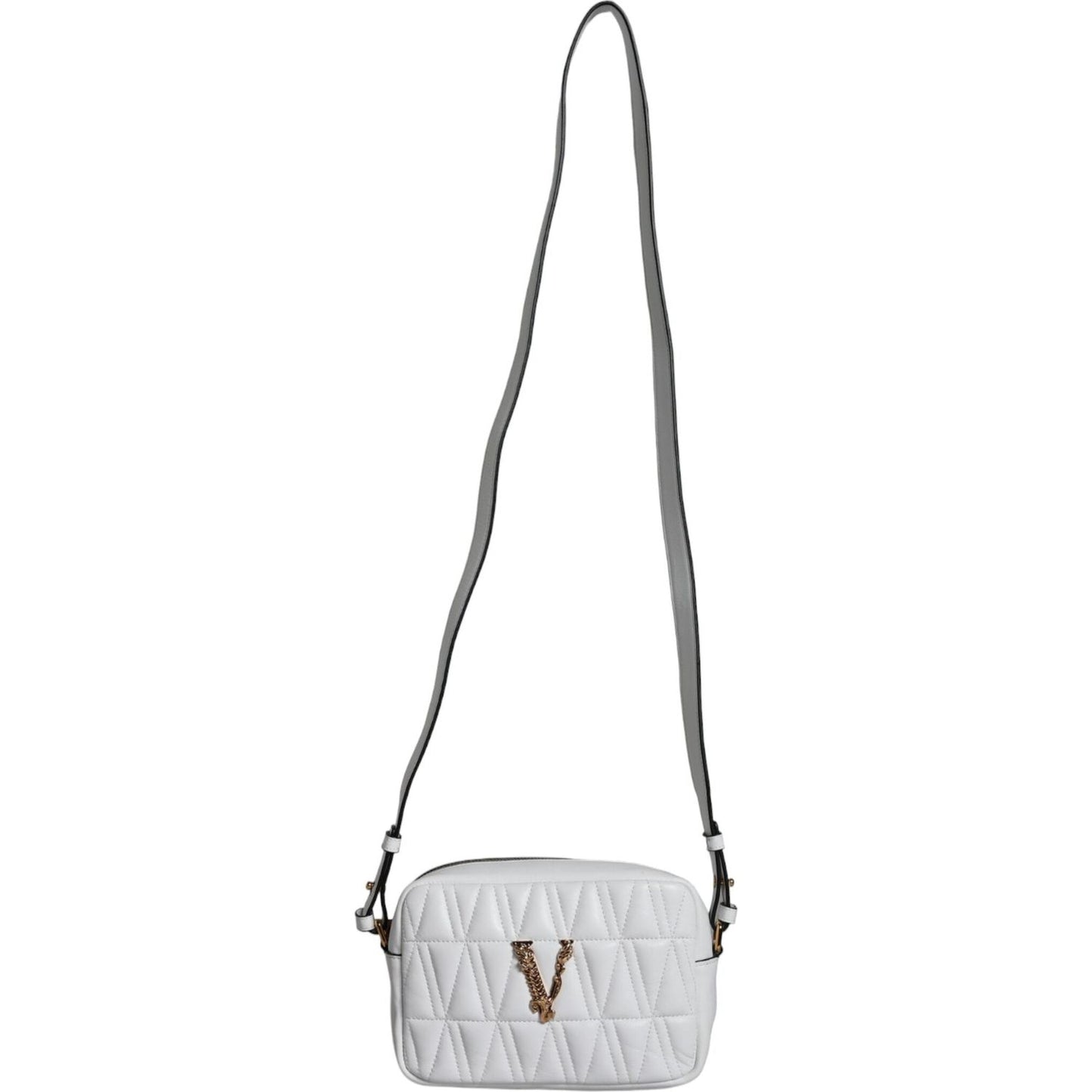 Versace White Quilted Nappa Leather Crossbody Shoulder Bag Versace