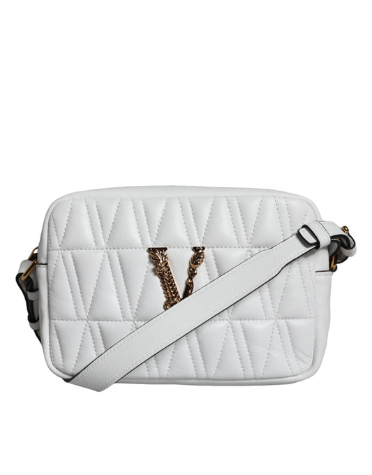 Versace White Quilted Nappa Leather Crossbody Shoulder Bag Versace