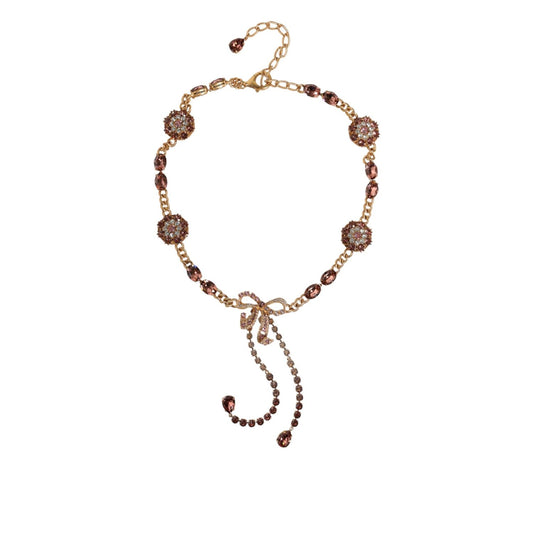 Dolce & Gabbana Gold Tone Brass Crystal Embellished Waist Chain Belt