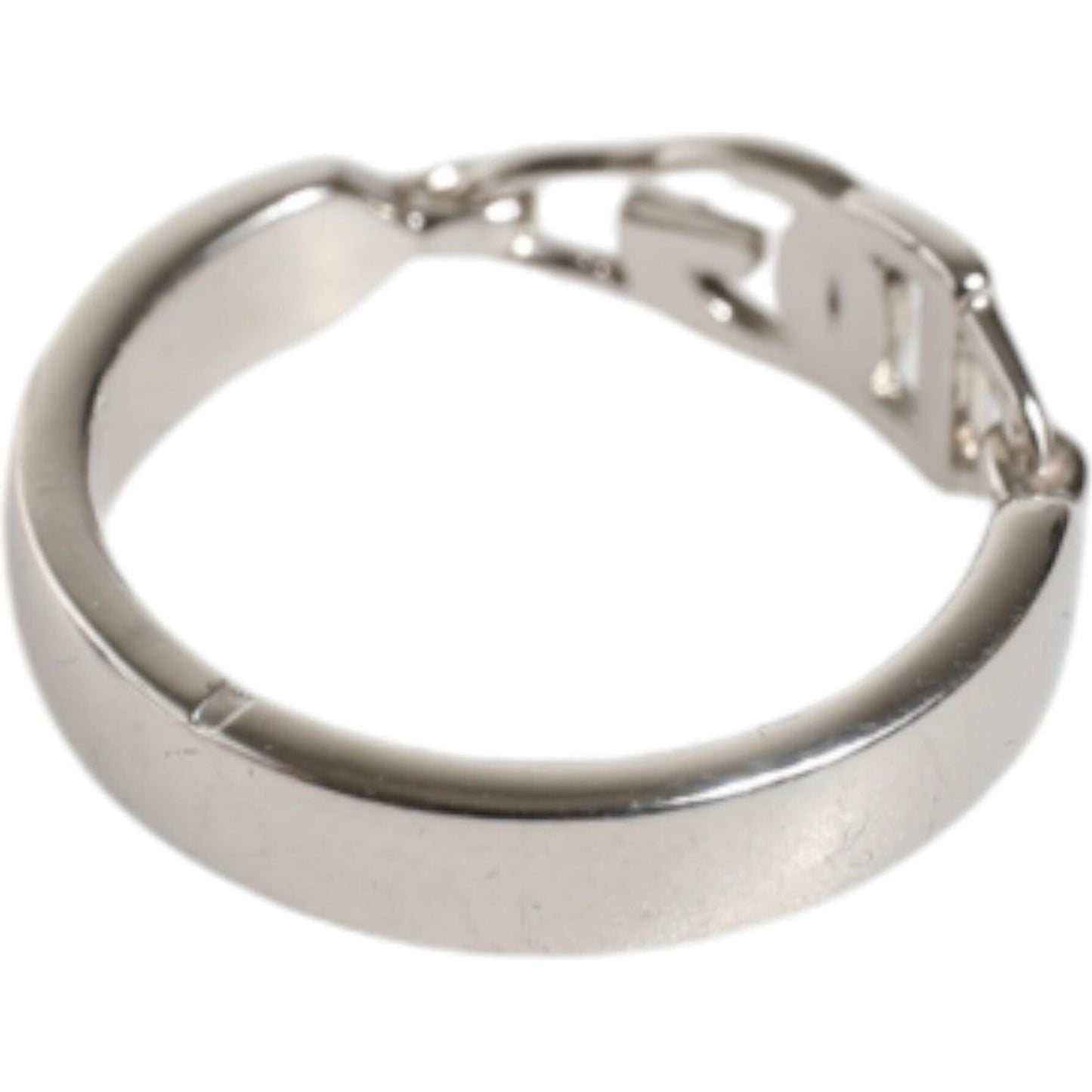 Dolce & Gabbana Silver Tone Brass Anello DG Round Bangle Bracelet Dolce & Gabbana