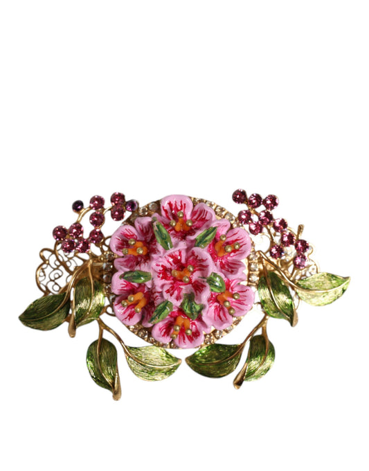 Dolce & Gabbana Gold Tone Brass Crystal Floral Hair Clip Dolce & Gabbana