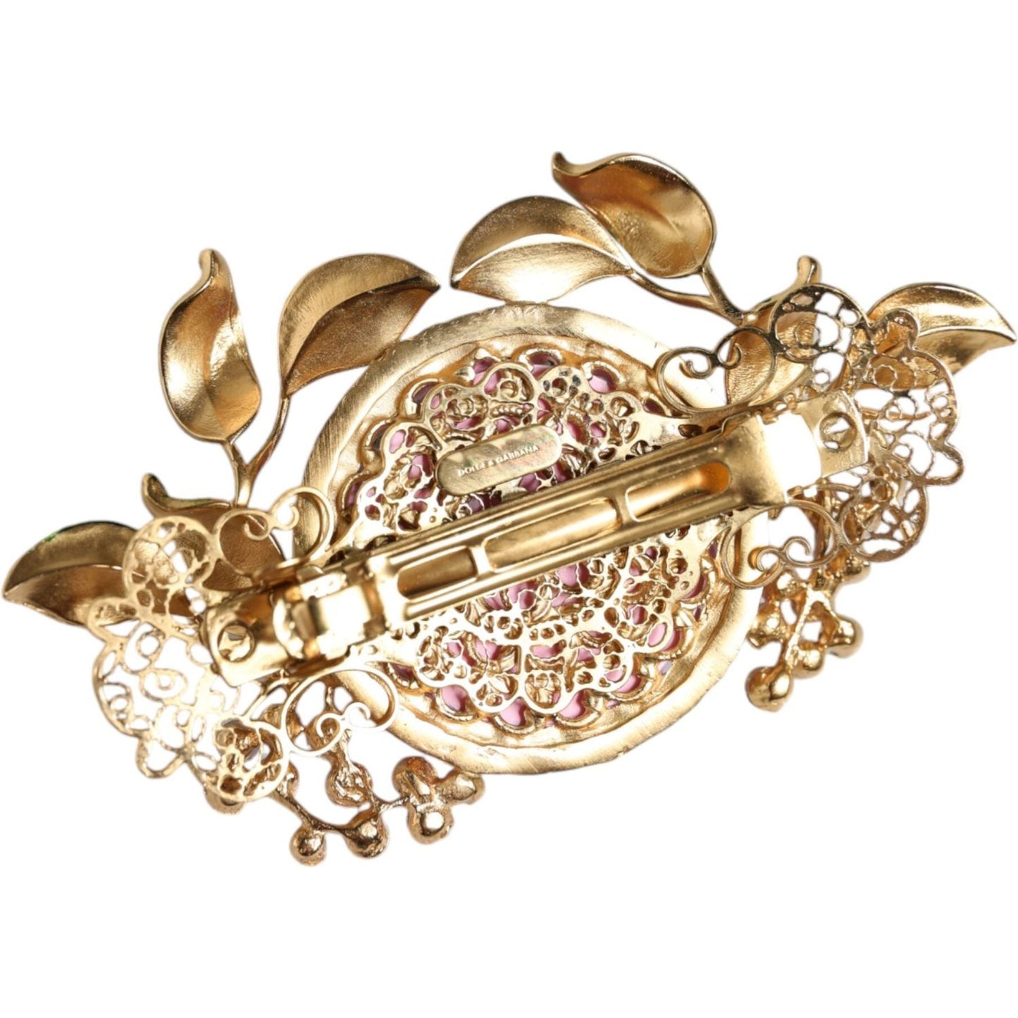 Dolce & Gabbana Gold Tone Brass Crystal Floral Hair Clip Dolce & Gabbana