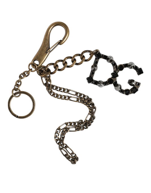 Dolce & Gabbana Silver Tone Metal DG Logo Crystal Keychain Keyring Dolce & Gabbana