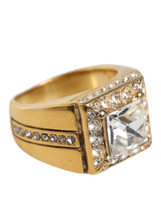 Dolce & Gabbana Gold Plated 925 Silver Clear Crystal Ring Dolce & Gabbana