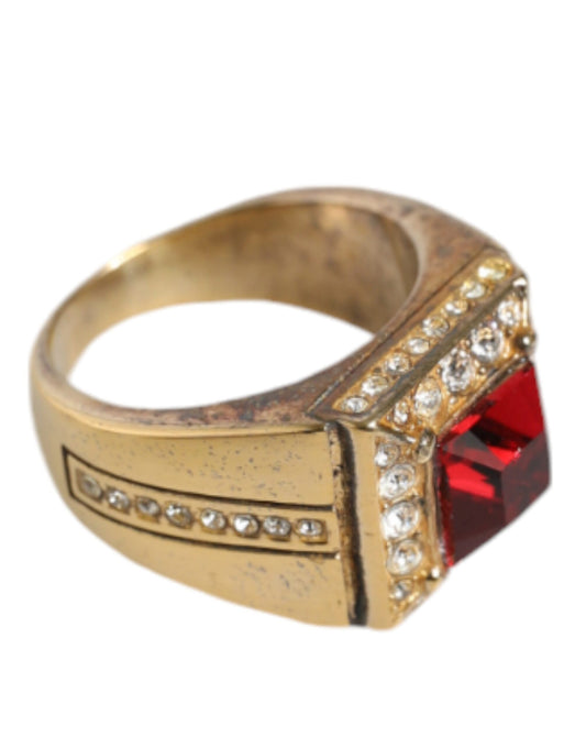 Dolce & Gabbana Gold Plated 925 Silver Red Crystal Ring Dolce & Gabbana