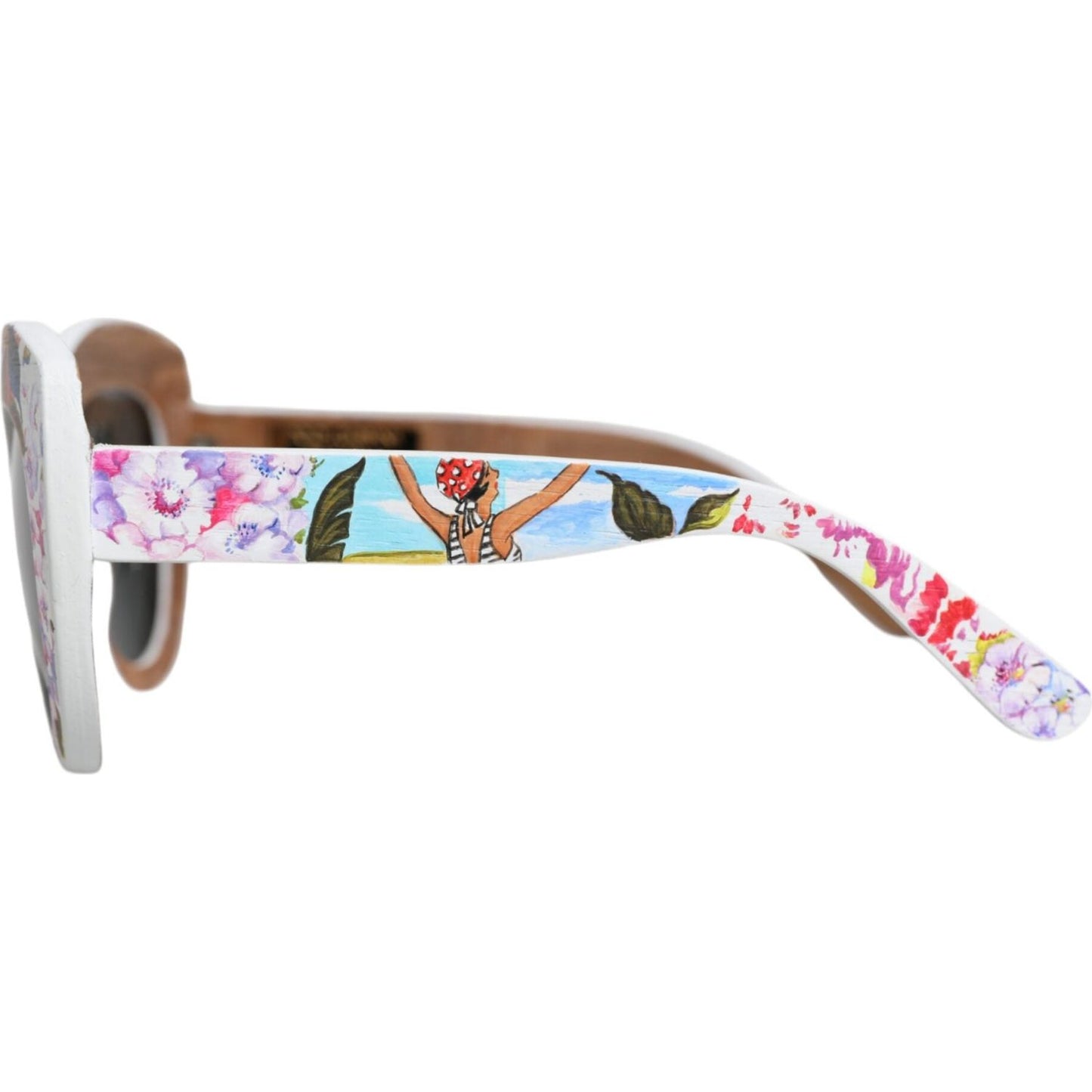 Dolce & Gabbana Multicolor Wood Crystal Brass Frame Floral Hand Paint Sunglasses Dolce & Gabbana