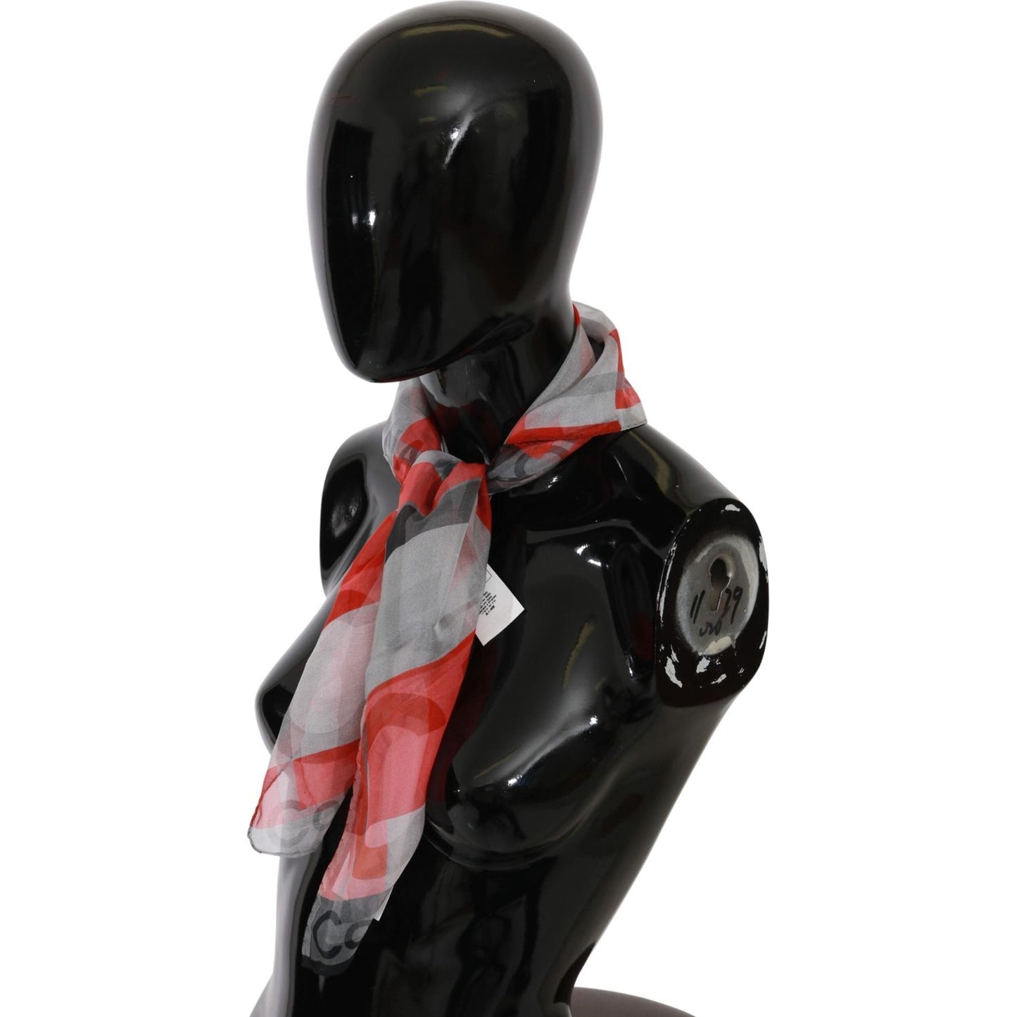 Costume National Gray Red 100% Silk Branded Scarf Costume National