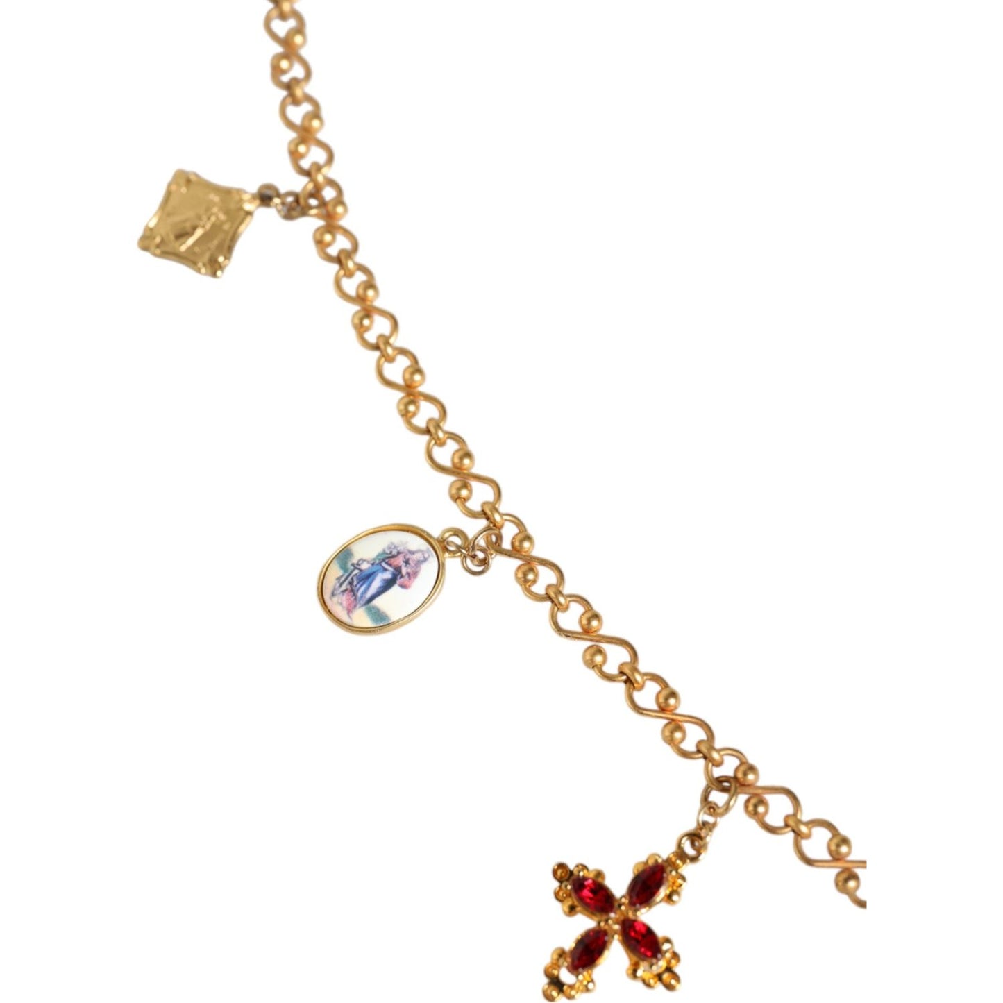 Dolce & Gabbana Gold Tone Brass Chain Religious Cross Pendant Necklace Dolce & Gabbana