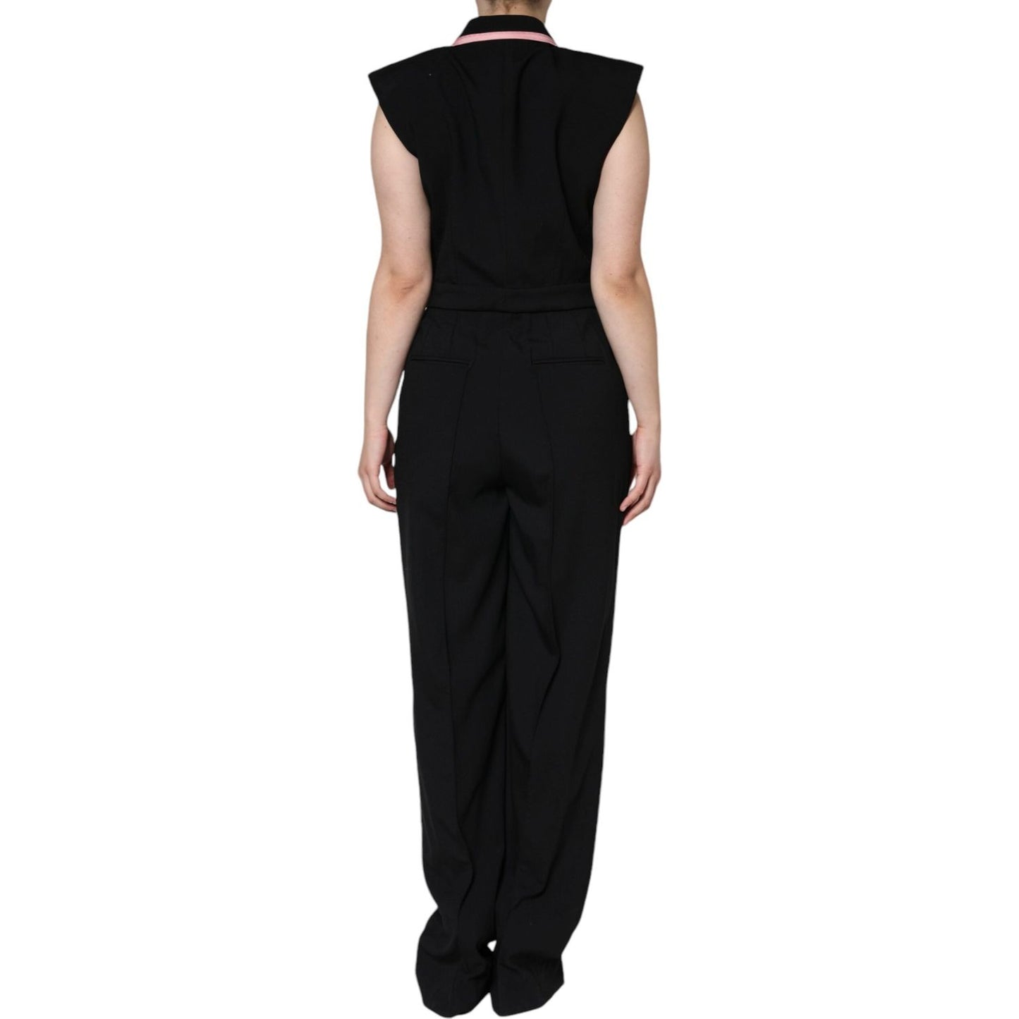 Dolce & Gabbana Black Wool Blend Sleeveless Jumpsuit Dress Dolce & Gabbana