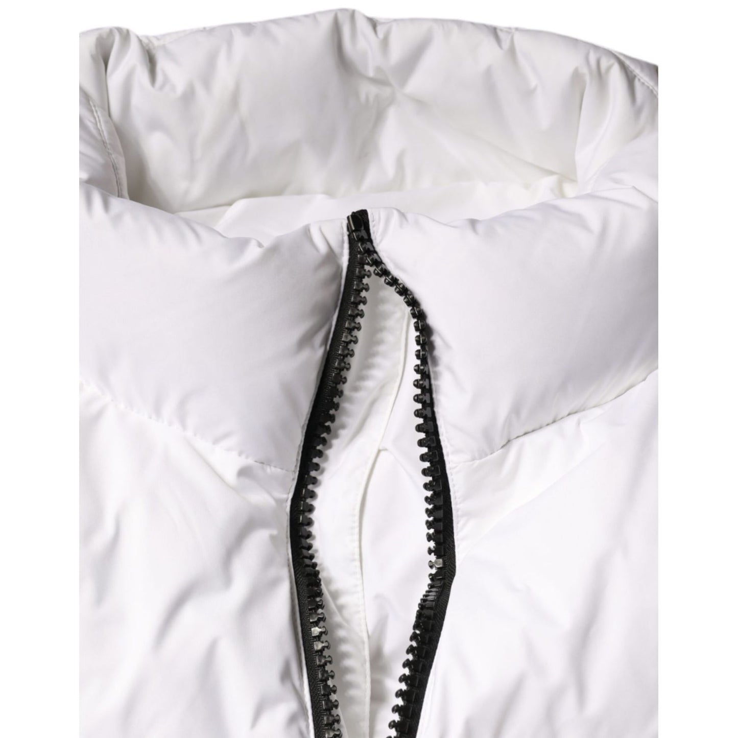 Dolce & Gabbana White Puffer Quilted Full Zip Coat Jacket