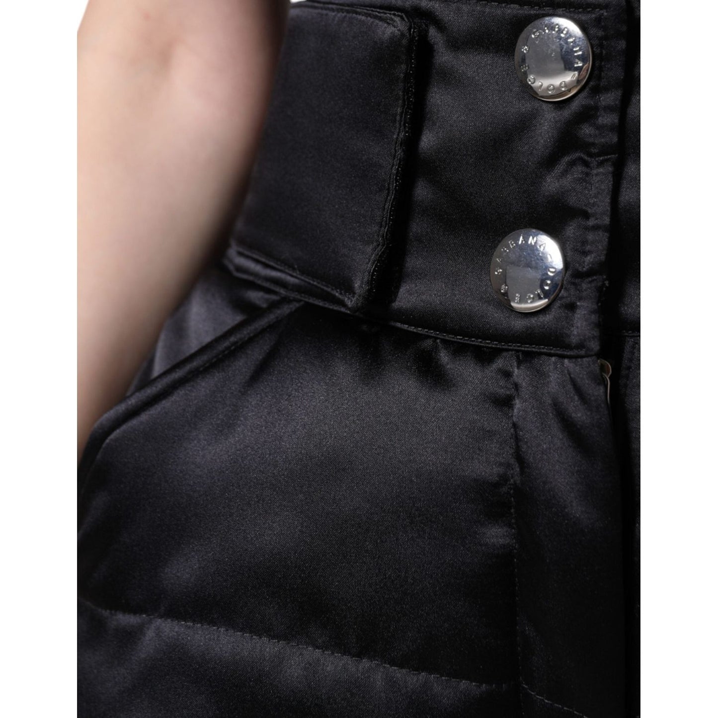 Dolce & Gabbana Black Quilted High Waist Women Boot Cut Pants Dolce & Gabbana