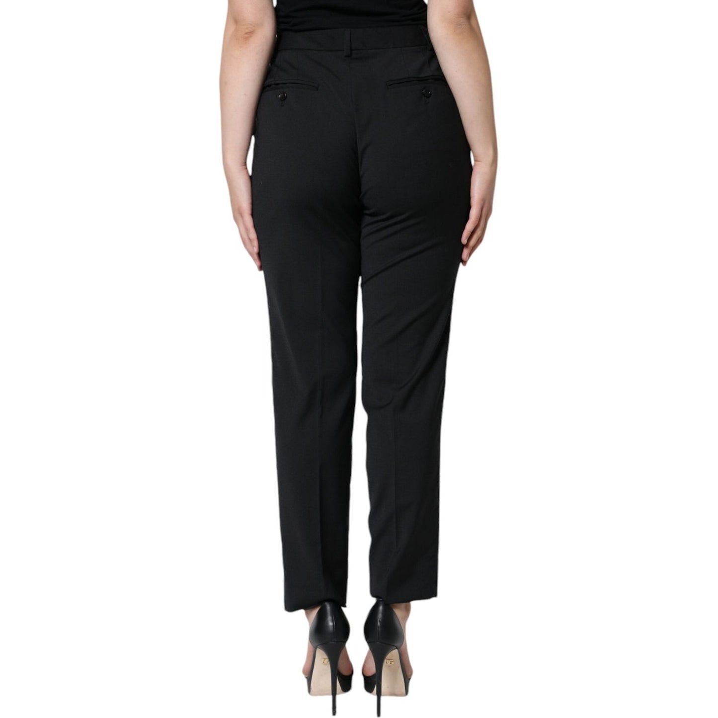 Dolce & Gabbana Black High Waist Tapered Women Pants Dolce & Gabbana