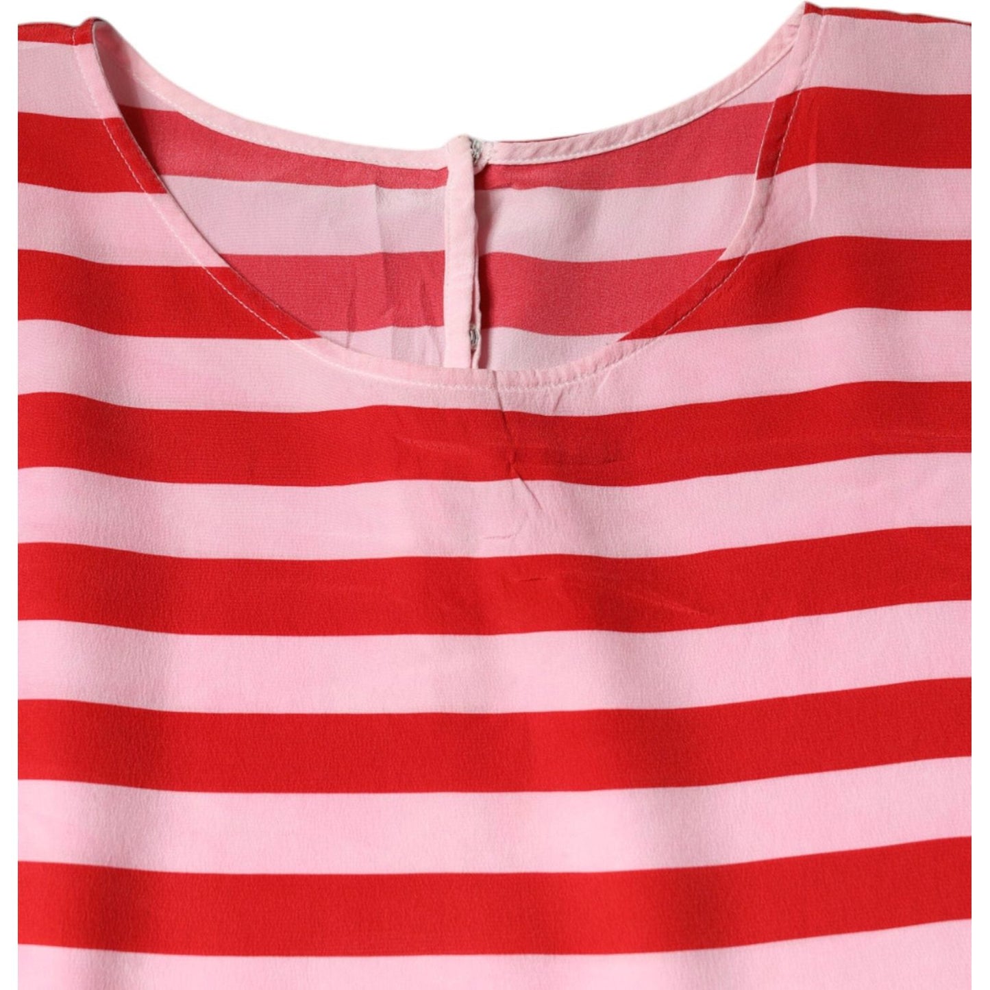 Dolce & Gabbana White Red Striped Silk Round Neck T-shirt Dolce & Gabbana