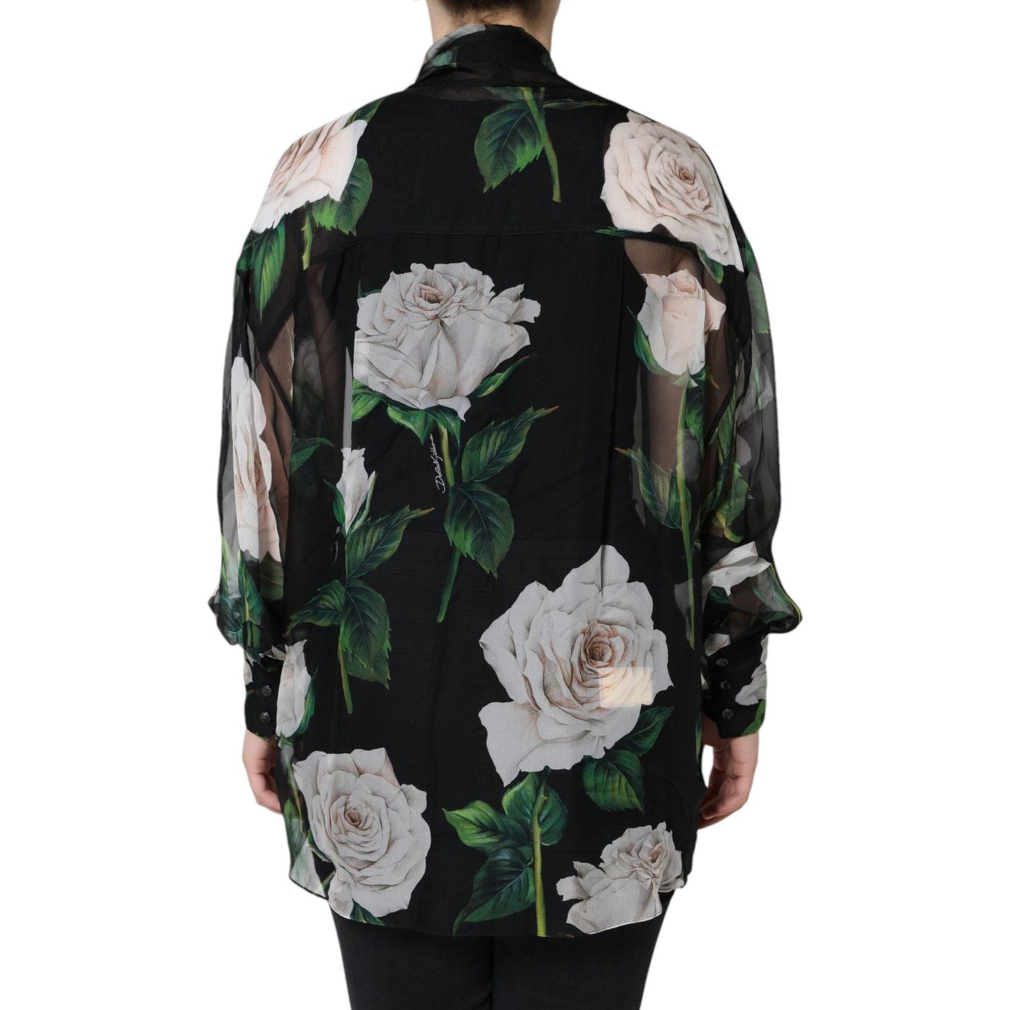 Dolce & Gabbana Black Floral Print Silk Cardigan Blouse Top Dolce & Gabbana