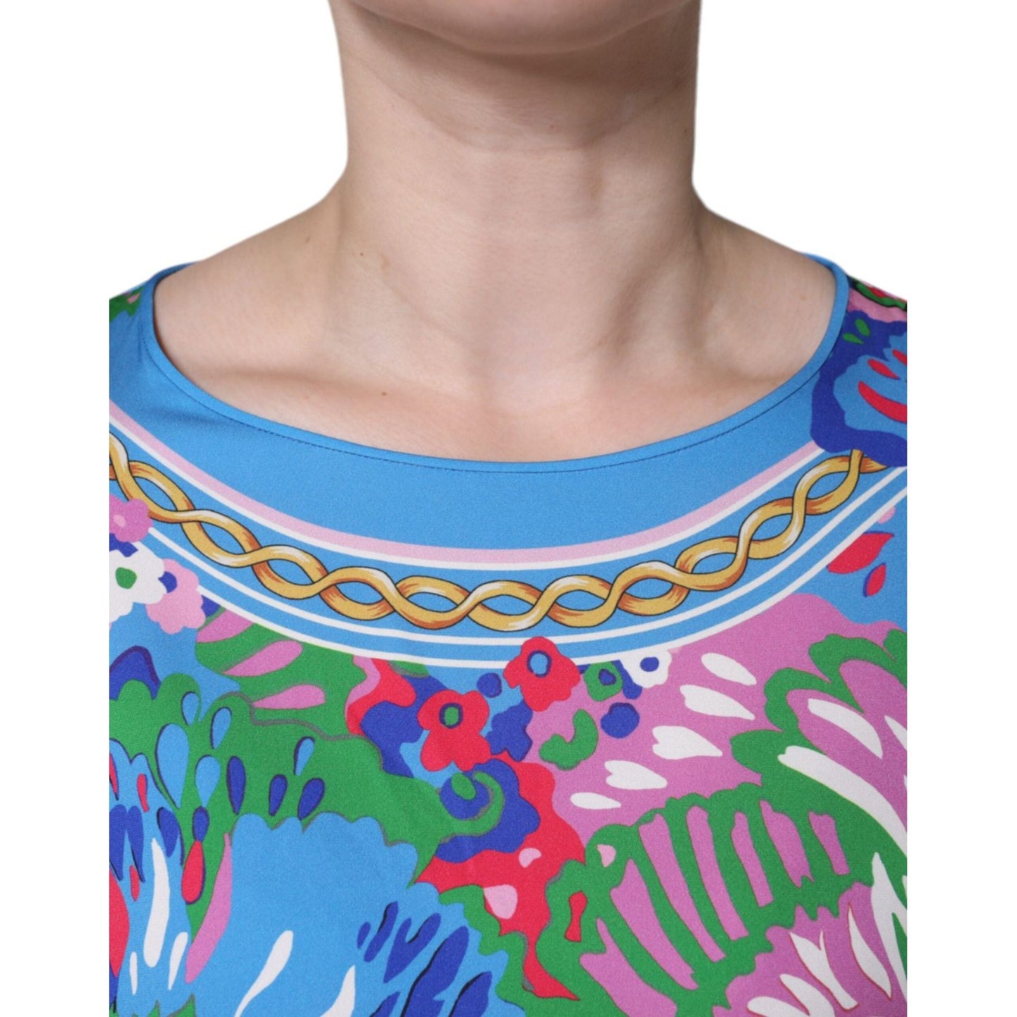 Dolce & Gabbana Multicolor Floral Charmeuse Kimono Sleeve Tunic Top Dolce & Gabbana