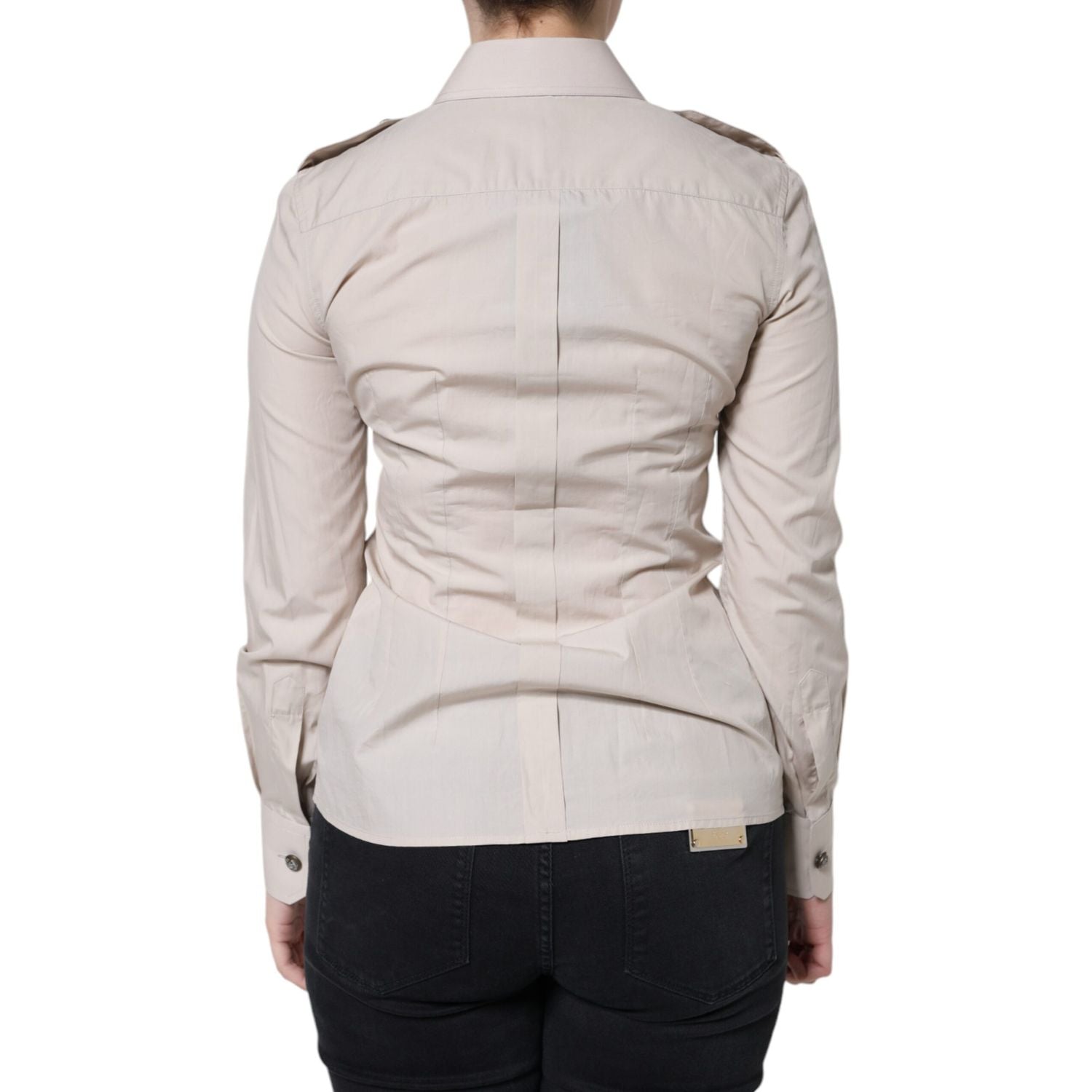 Dolce & Gabbana Beige Cotton Collared Button Down Shirt Top