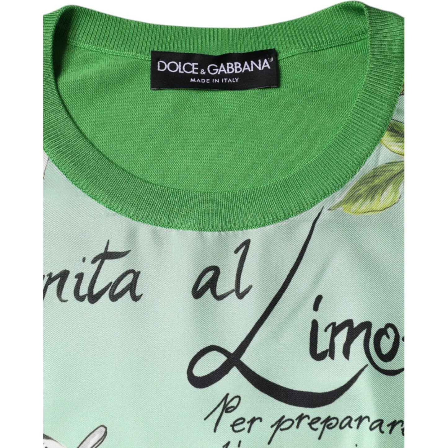 Dolce & Gabbana Green Silk Granita Al Limone Long Sleeves Sweater Dolce & Gabbana