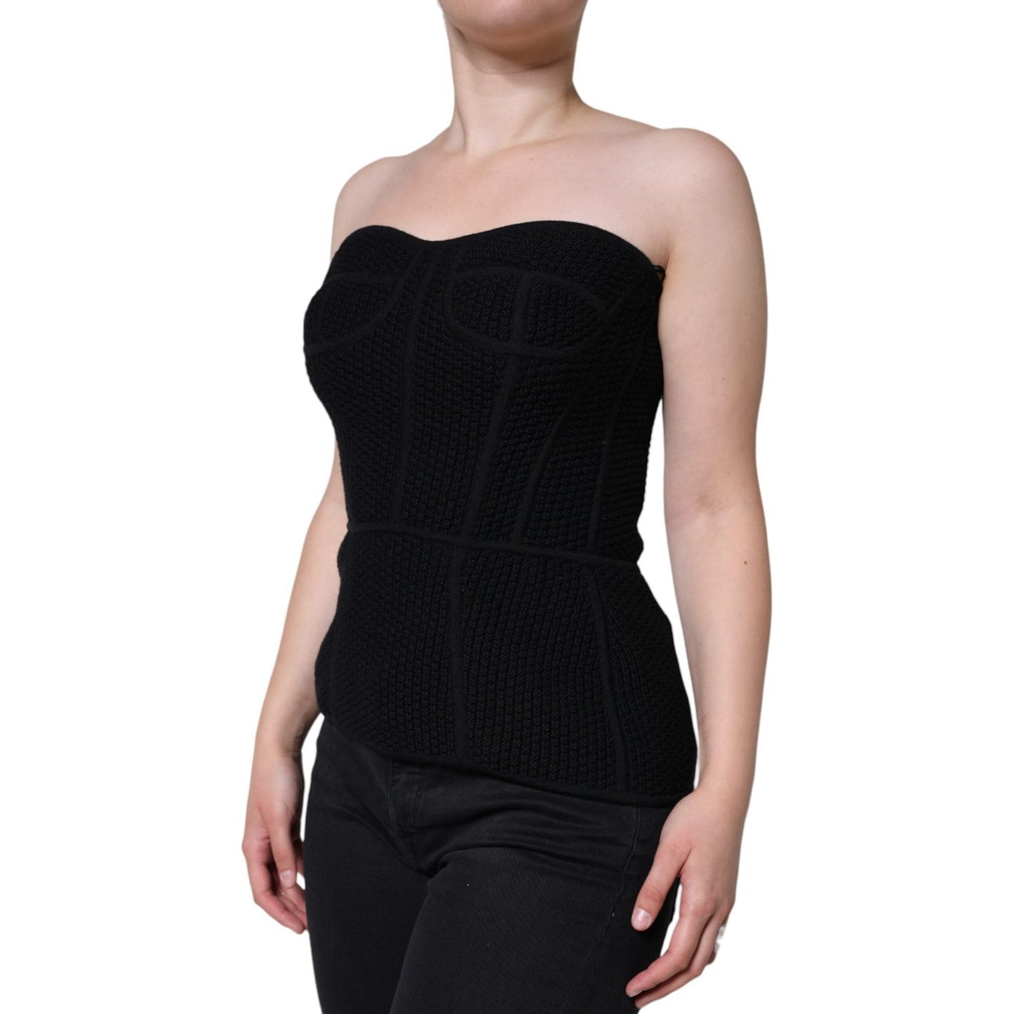 Dolce & Gabbana Black Bustier Sleeveless Corset Blouse Top Dolce & Gabbana