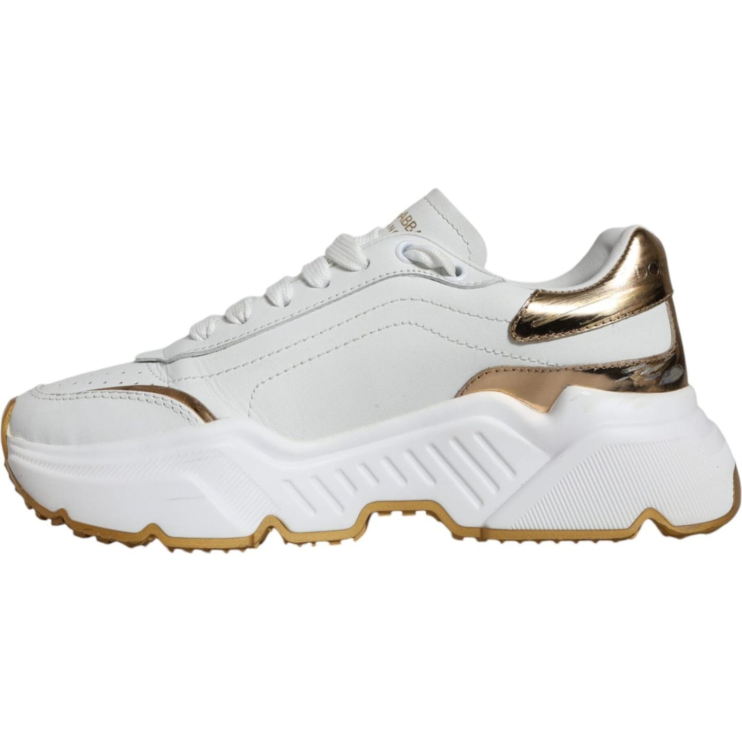 Dolce & Gabbana White Gold DAYMASTER Leather Sneakers Shoes Dolce & Gabbana