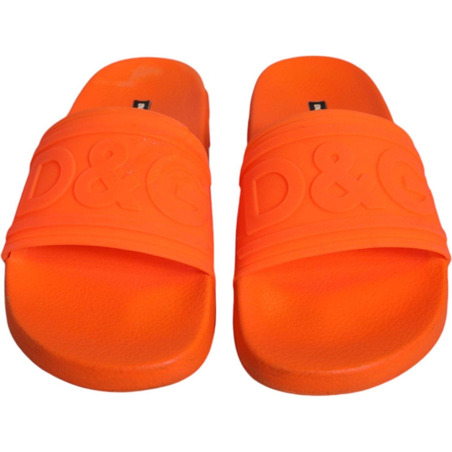 Dolce & Gabbana Orange Rubber Slides Sandals Beachwear Shoes Dolce & Gabbana