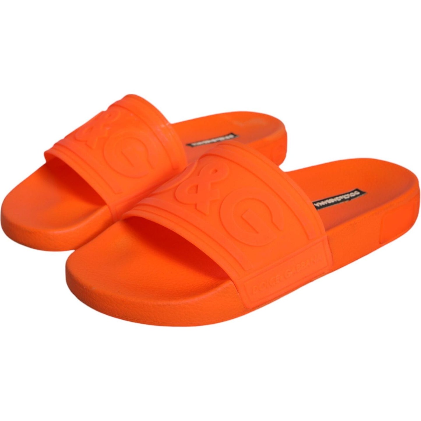 Dolce & Gabbana Orange Rubber Slides Sandals Beachwear Shoes Dolce & Gabbana