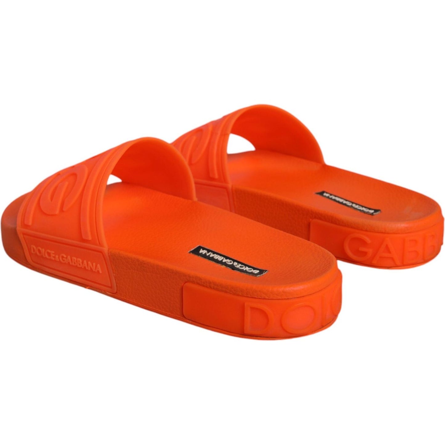 Dolce & Gabbana Orange Rubber Slides Sandals Beachwear Shoes Dolce & Gabbana