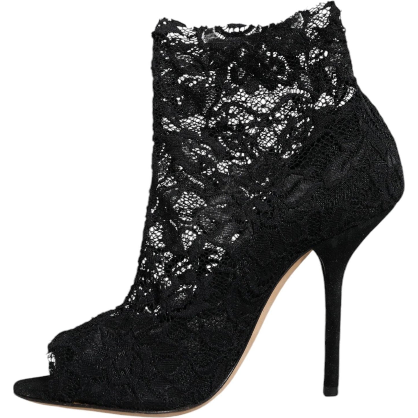 Dolce & Gabbana Black Stretch Taormina Lace Boots Shoes Dolce & Gabbana