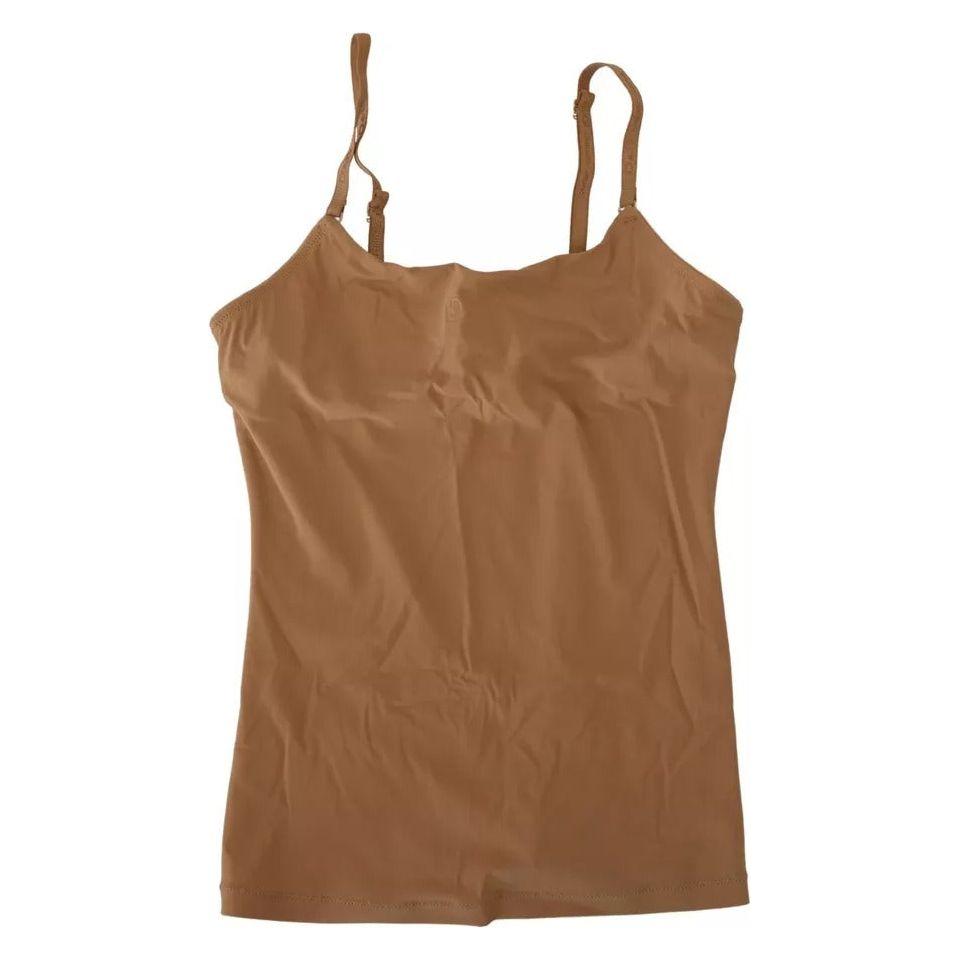 Dolce & Gabbana Brown Nylon Stretch Sleeveless Top Underwear Dolce & Gabbana