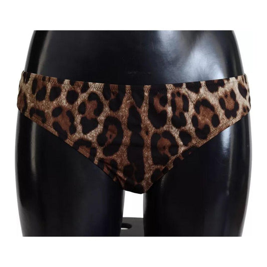 Dolce & Gabbana Brown Leopard Print Swimsuit Swimwear Bikini Bottom Dolce & Gabbana