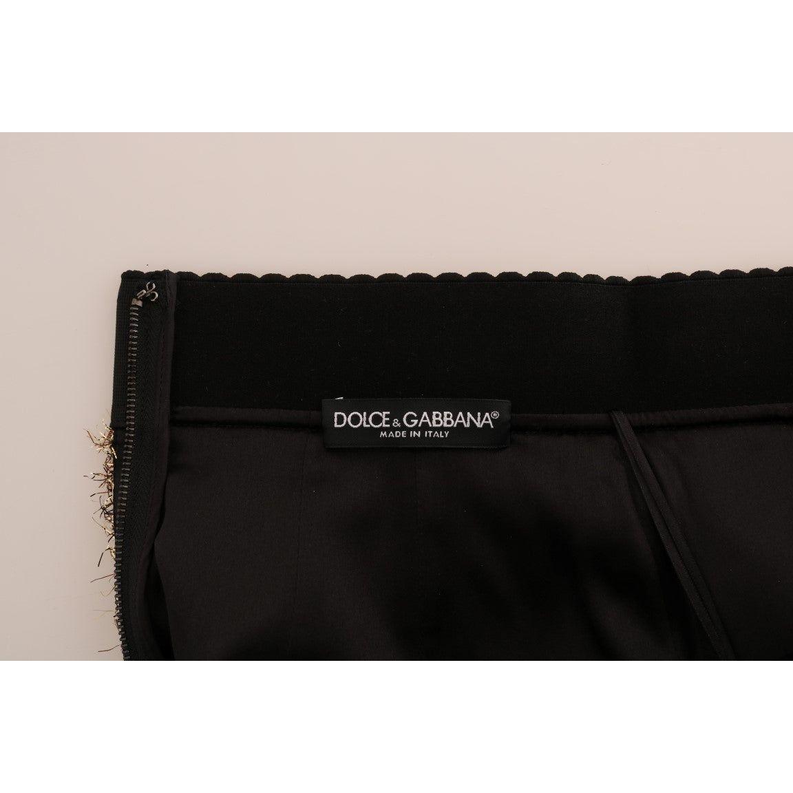 Dolce & Gabbana Gold Black Short Mini Skirt