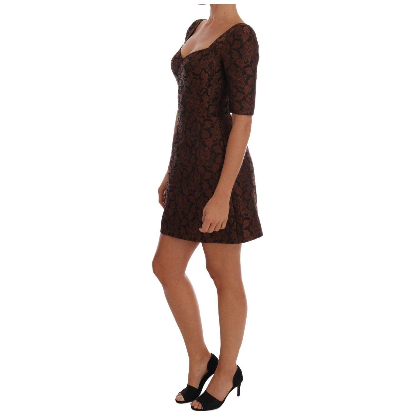 Dolce & Gabbana Chic Brown Mini Wool Blend Dress Dresses Dolce & Gabbana