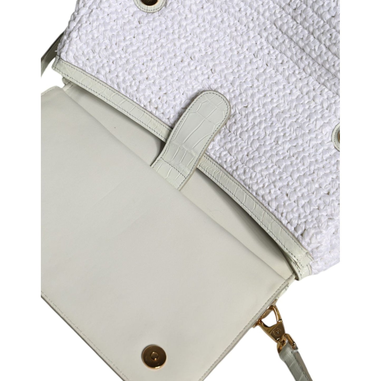 Dolce & Gabbana White Rafia Leather SICILY Crossbody Bag Dolce & Gabbana