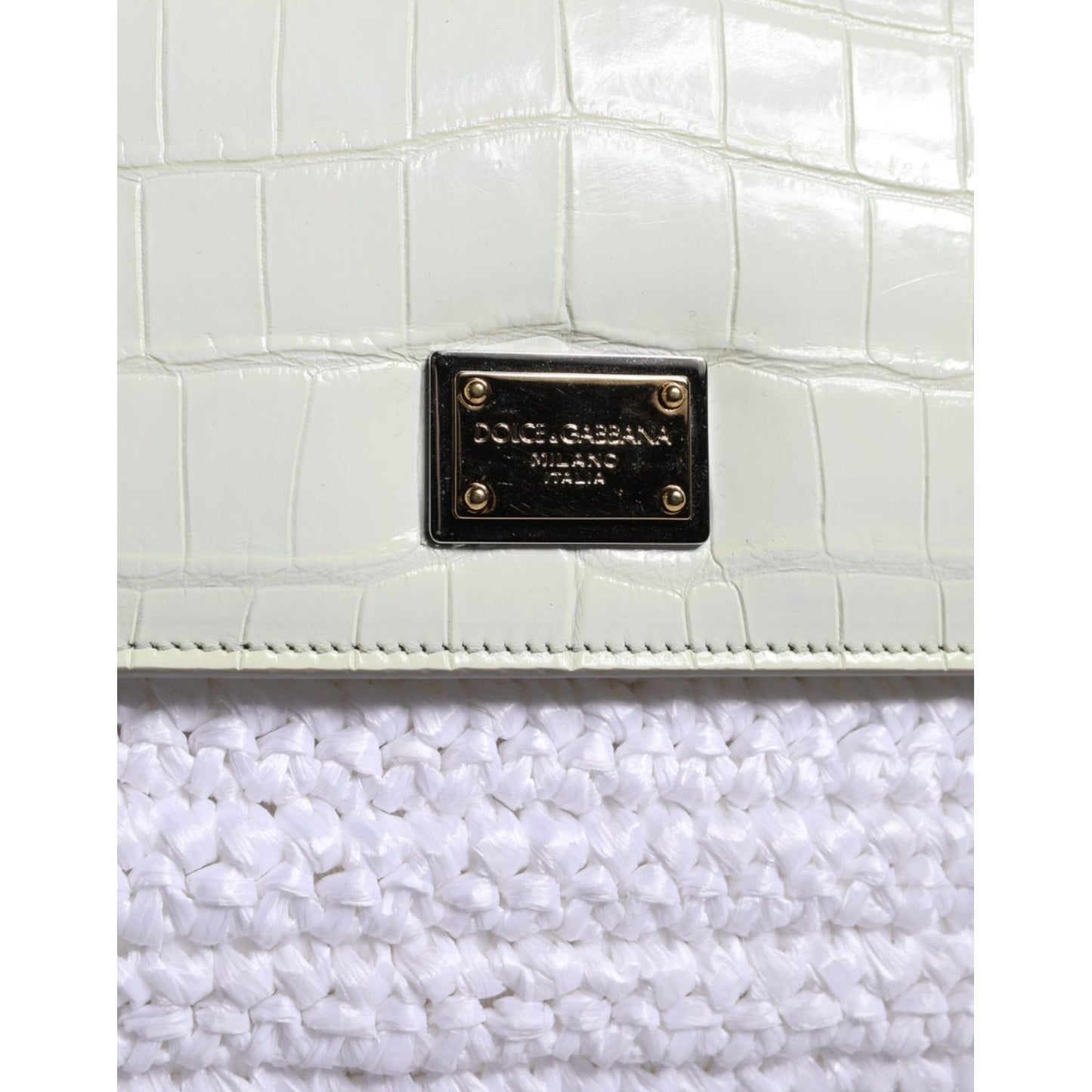 Dolce & Gabbana White Rafia Leather SICILY Crossbody Bag Dolce & Gabbana