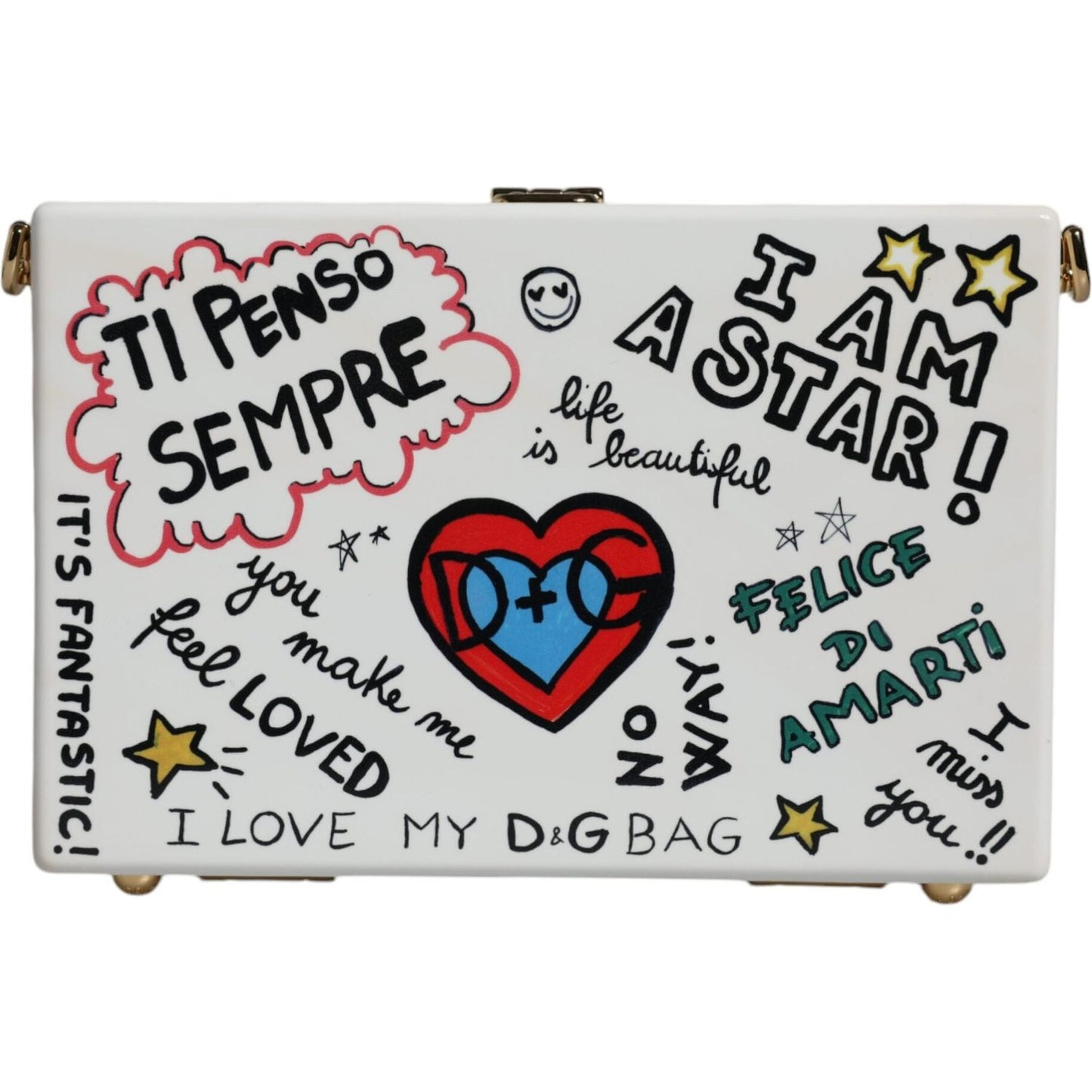 Dolce & Gabbana White Graffiti Print Clutch Crossbody Bag Dolce & Gabbana