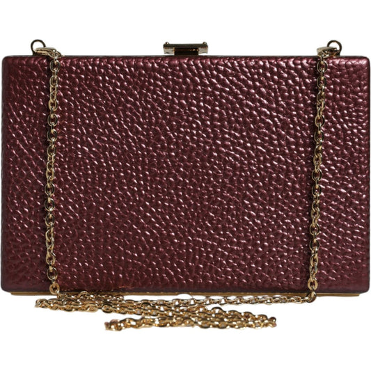 Dolce & Gabbana Maroon Leather Clutch Evening Crossbody Bag Dolce & Gabbana