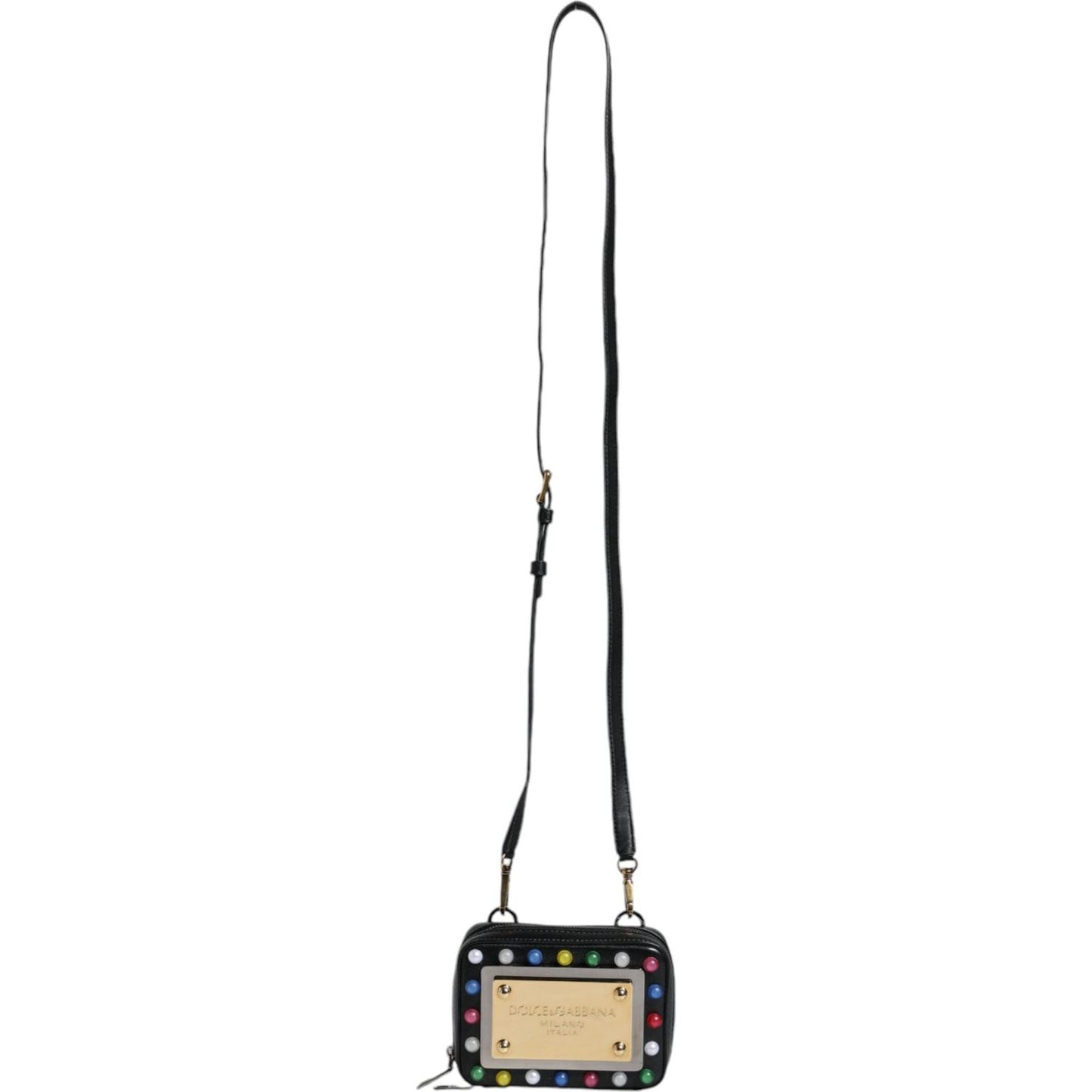 Dolce & Gabbana Black Leather LED Logo Shoulder Crossbody Bag Dolce & Gabbana