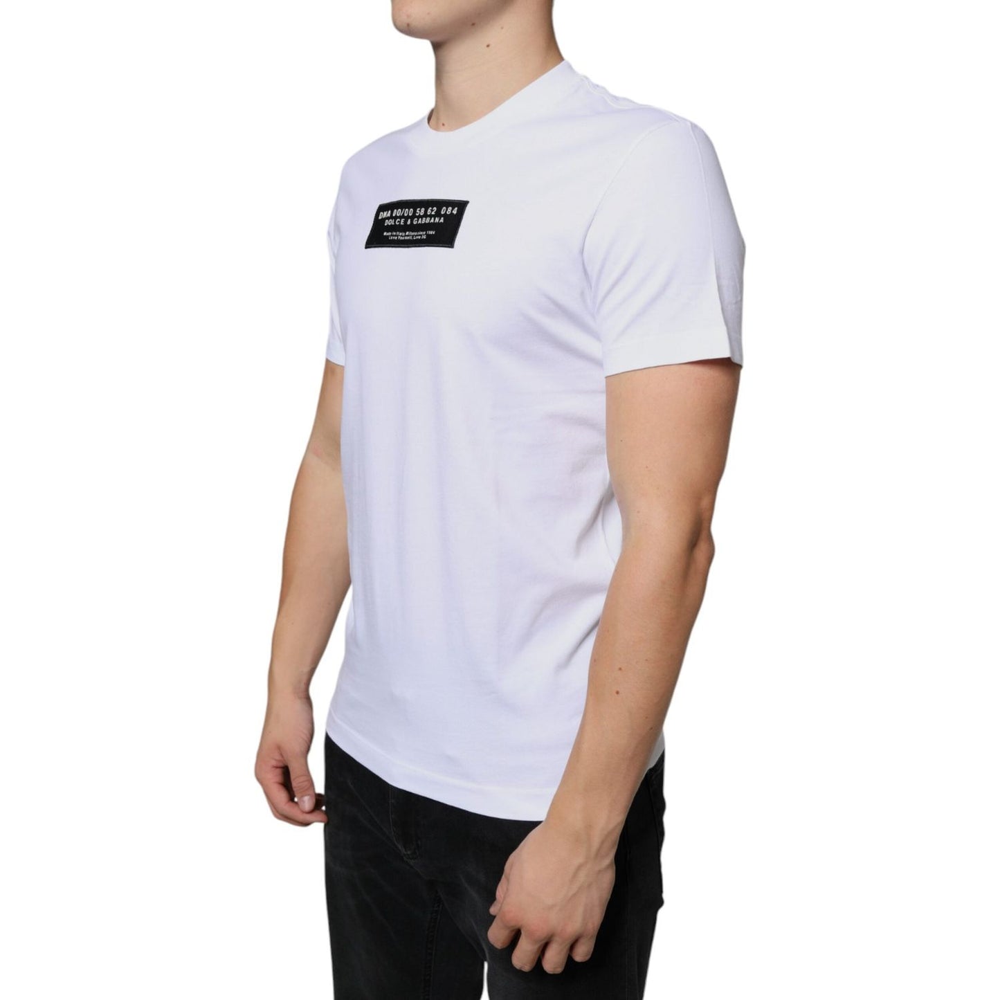 Dolce & Gabbana White Cotton DG Applique Casual T-shirt Dolce & Gabbana