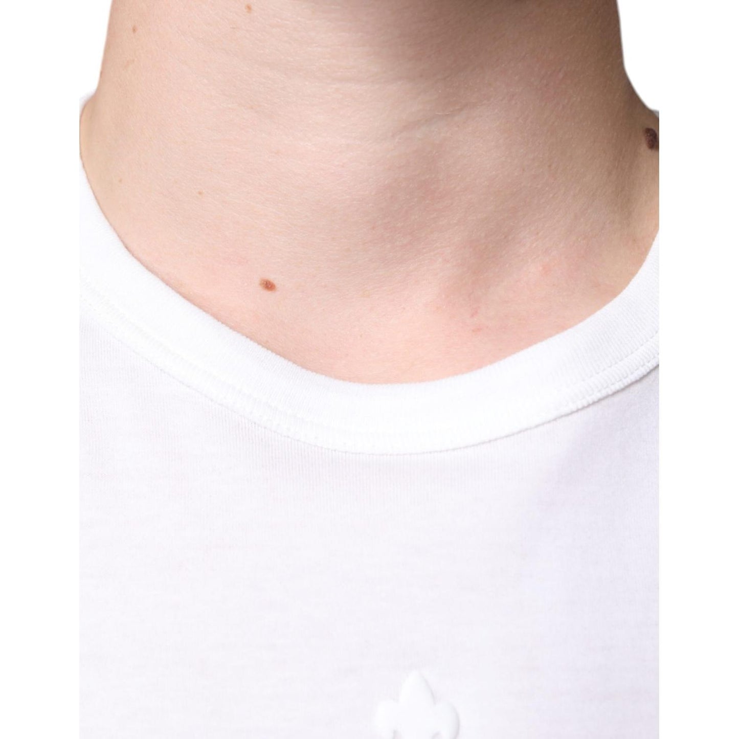 Dolce & Gabbana White Logo Embossed Cotton Crewneck T-shirt Dolce & Gabbana