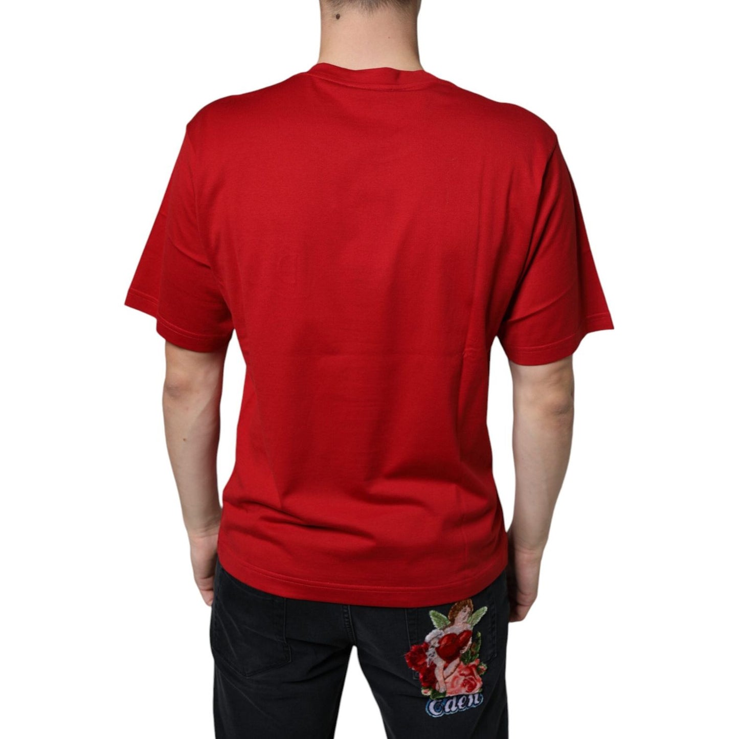 Dolce & Gabbana Red Cotton DG Logo Print Crew Neck T-shirt Dolce & Gabbana