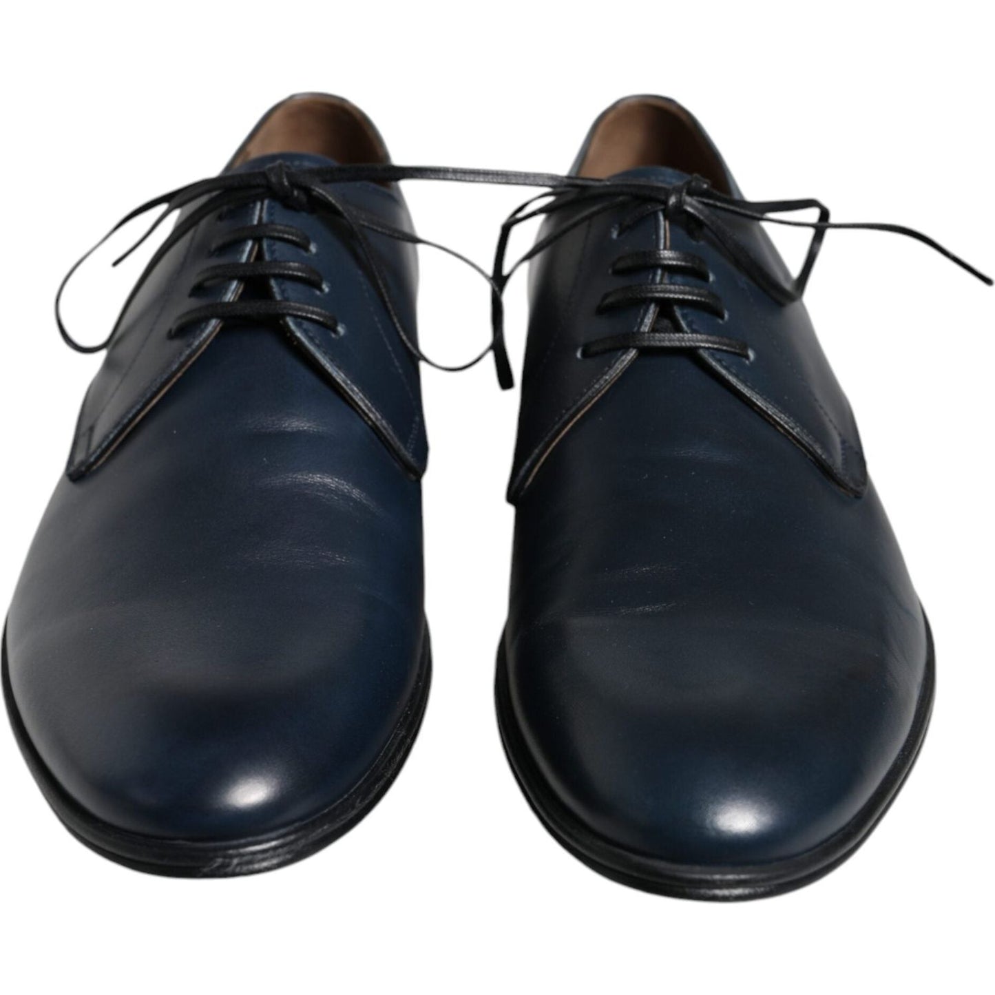 Dolce & Gabbana Navy Blue Leather Derby Dress Formal Shoes Dolce & Gabbana