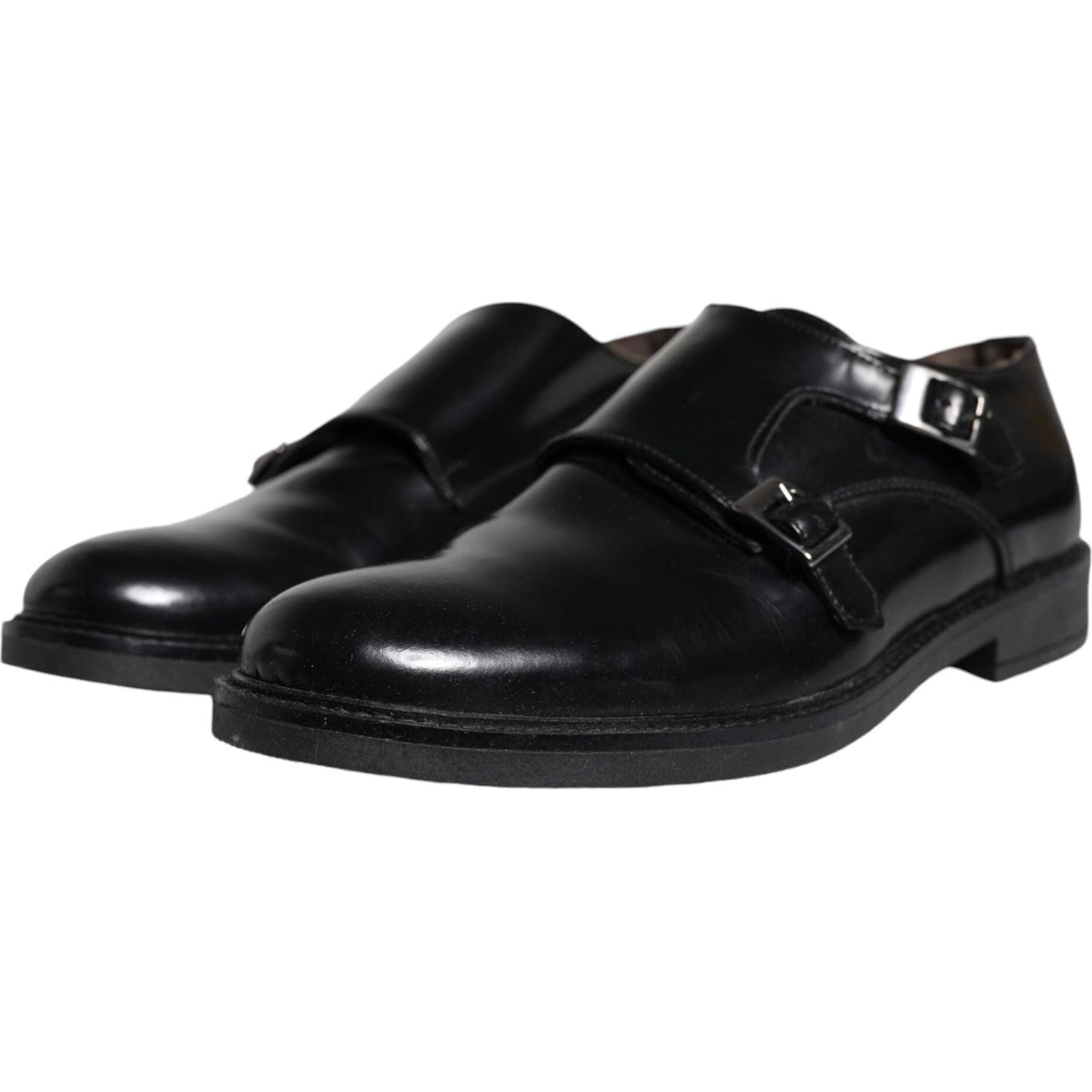 Daniele Alessandrini Black Leather Monk Strap Dress Formal Shoes Daniele Alessandrini