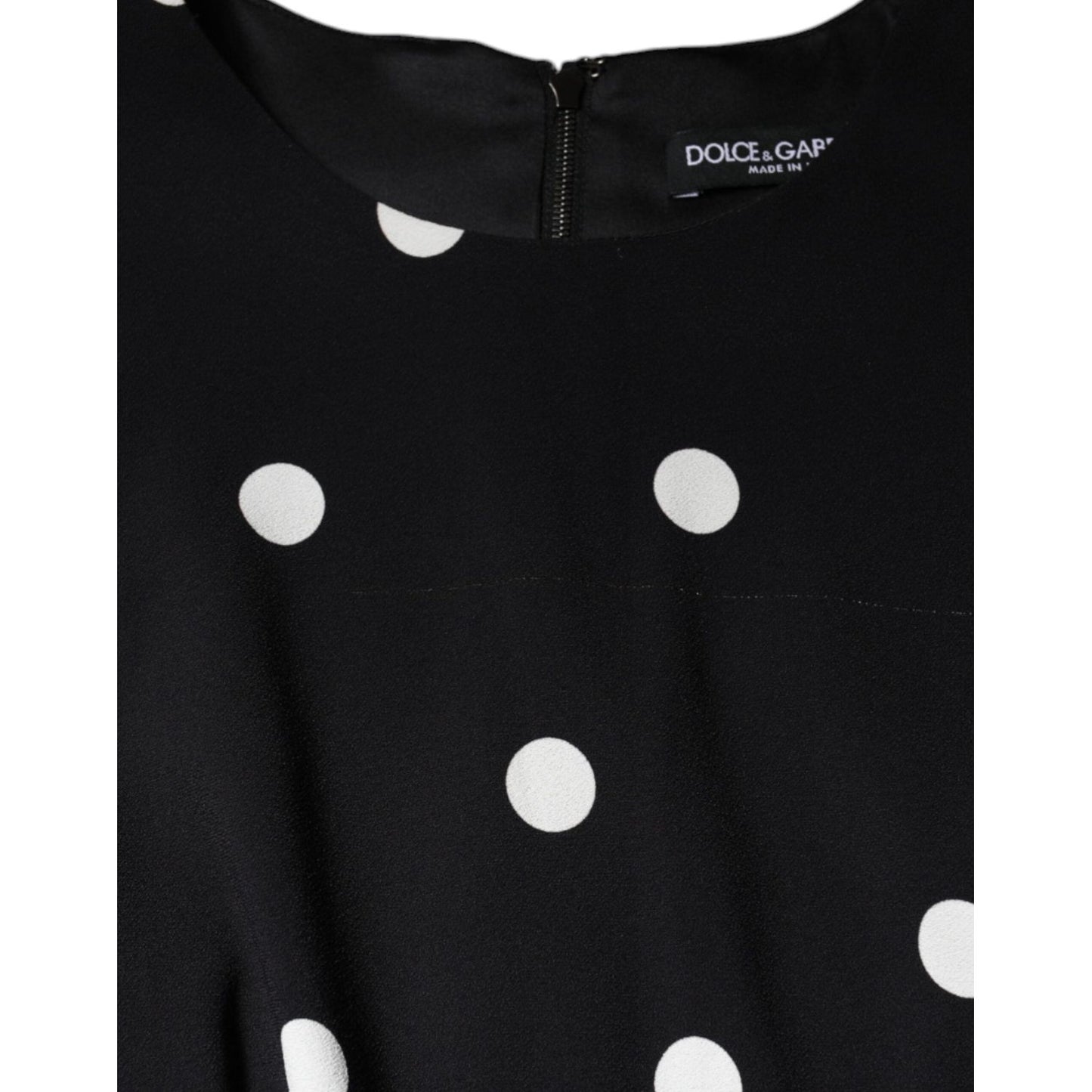 Dolce & Gabbana Black Viscose Polka Dots Sheath Midi Dress Dolce & Gabbana