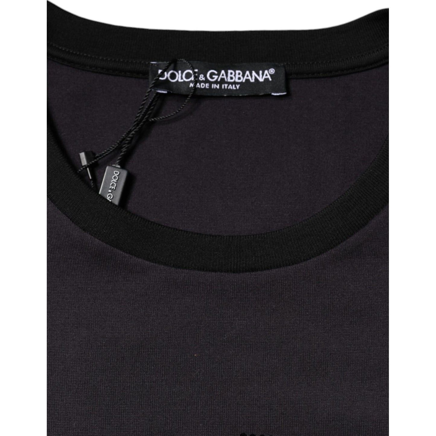 Dolce & Gabbana Black Cotton Logo Print Round Neck T-shirt Dolce & Gabbana