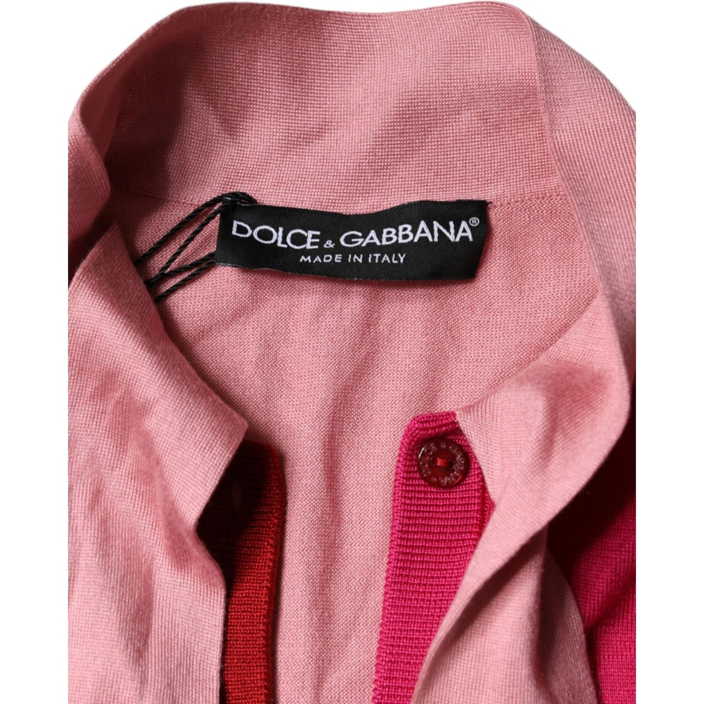 Dolce & Gabbana Pink Short Sleeves Pullover Ascot Collar Top Dolce & Gabbana